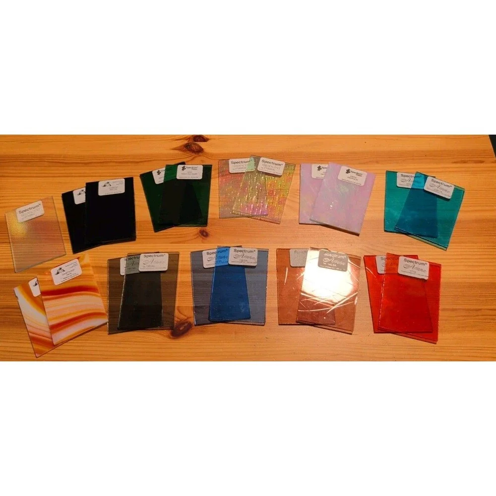 21 Pieces Spectrum Stained Glass Samples